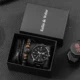 Classic Black Large Dial Men's Watch Bracelet Set Vintage Bracelets Stainless Steel Strap Quartz Wristwatch Gift Box for Husband Other Image