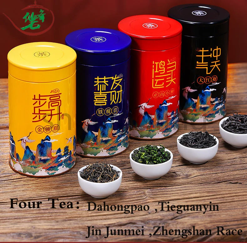

New Super AAA Green Black Tea Four Tea Jinjunmei Zhengshan Race Dahongpao Tieguanyin Tea Gift Box Canned