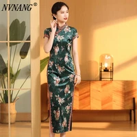 nvnang chinese cheongsam velvet printed cheongsam slim retro traditional cheongsam dress spring summer 2022 womens wear
