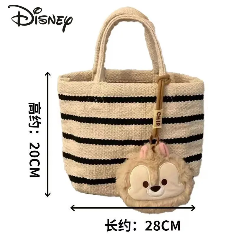 Disney 2023 New Women's Shoulder Bag High Quality Fashion Women's Handbag Cotton Thread Knitted Casual Shopping Mobile Bag