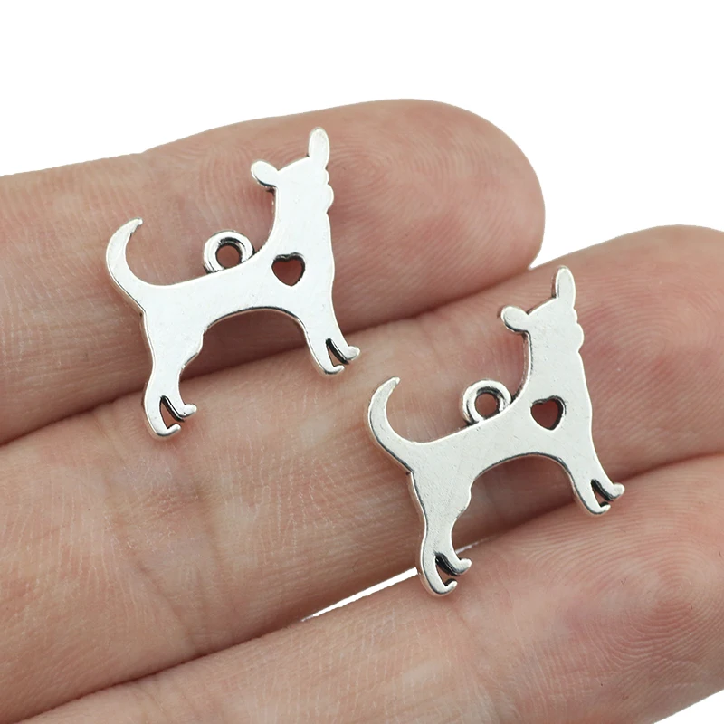 

10Pieces/ot 15*16mm Pet Charm Jewelry Antique Silver Dog Charm For Women DIY Making Animal Charm Pendant