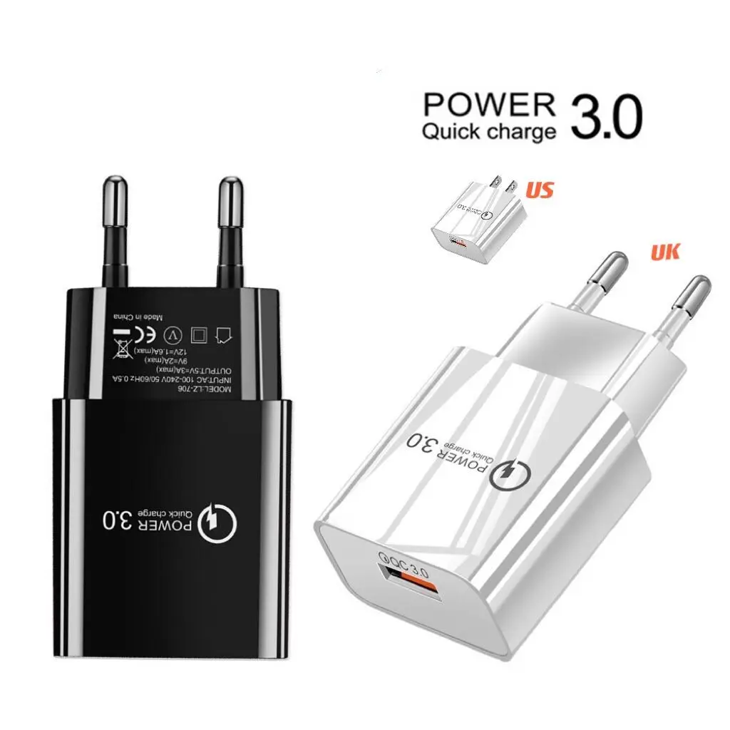 

QC 3.0 USB Charger Quick Charge For Phone Xiaomi Redmi Note 9 Pro Redmi K40 Pro Samsung Huawei 18W Mobile Phone Chargers Adapter