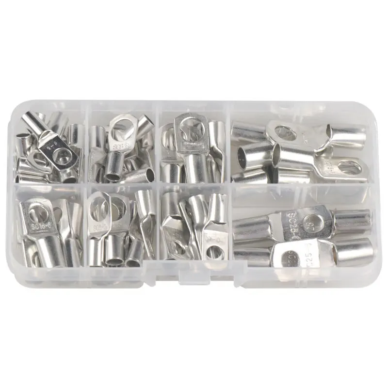 

100 шт. SC порт камеры Красный медный Луженый холоднопрессованный терминал медный наконечник круглый неизолированный терминал в сборе