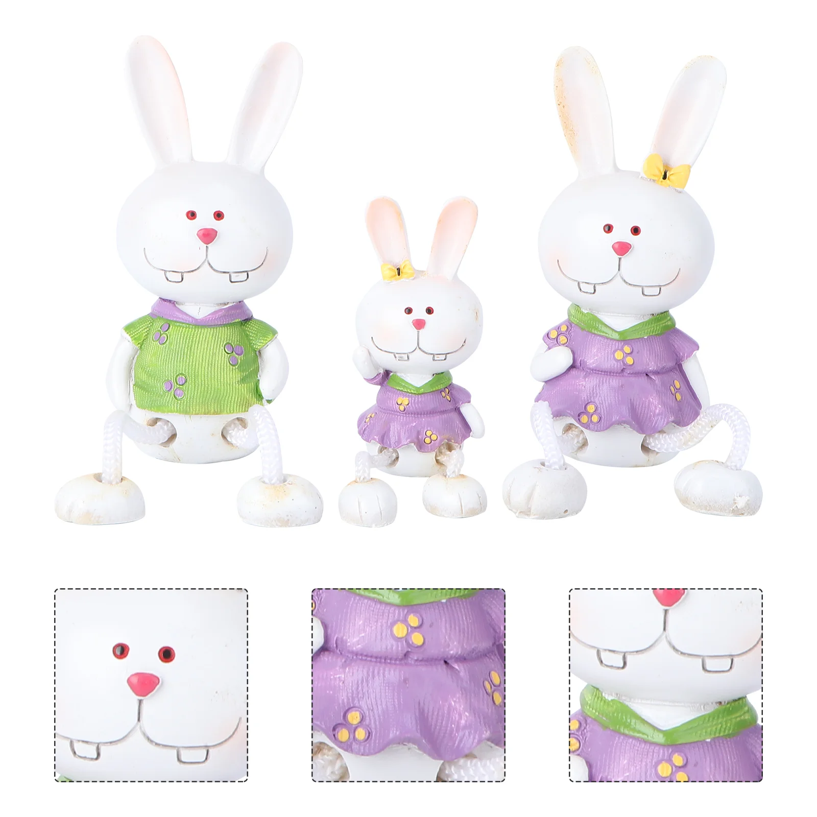 

3Pcs Delicate Creative Unique Rabbit Model Adorn Party Prop Rabbit Craft Easter Rabbit Decor