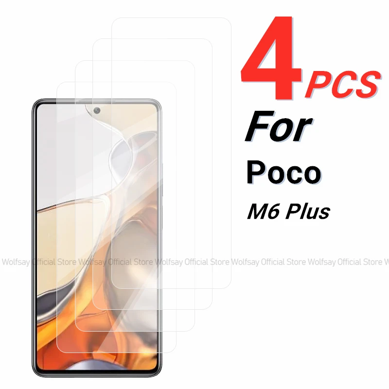 2/4 шт. Защитное стекло для экрана Xiaomi Poco M6 Plus