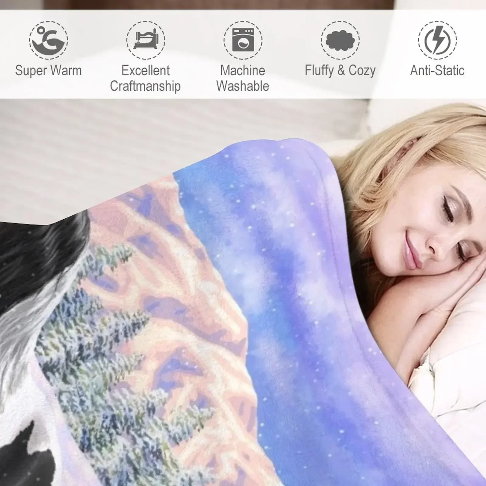 Черное пенисто-лысая Цыганская надувная лошадь в снегу одеяло Фланелевое