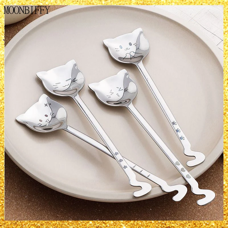 

Милая чайная ложка для кофе, ложка для кофе с длинной ручкой, креативная ложка, десертная посуда из нержавеющей стали, подарок, 1 шт.