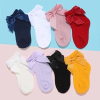 baby girls socks with big bows breathable toddler girl short socks hollow out toddlers cotton princess kids sock for 0 5years