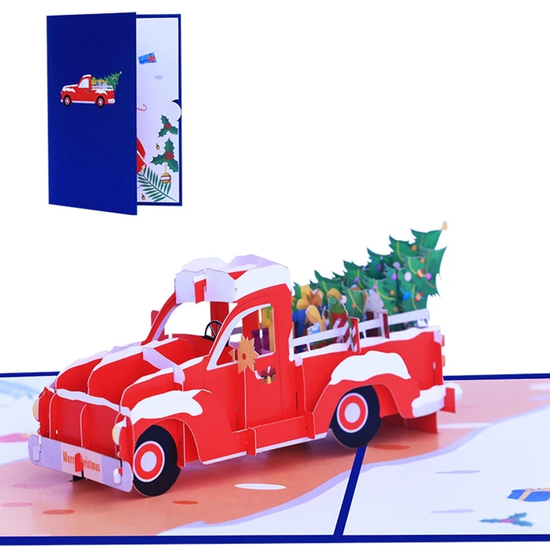 

3D for pop up Christmas Card Xmas Tree Car Cards Festival Holiday Paper Cards