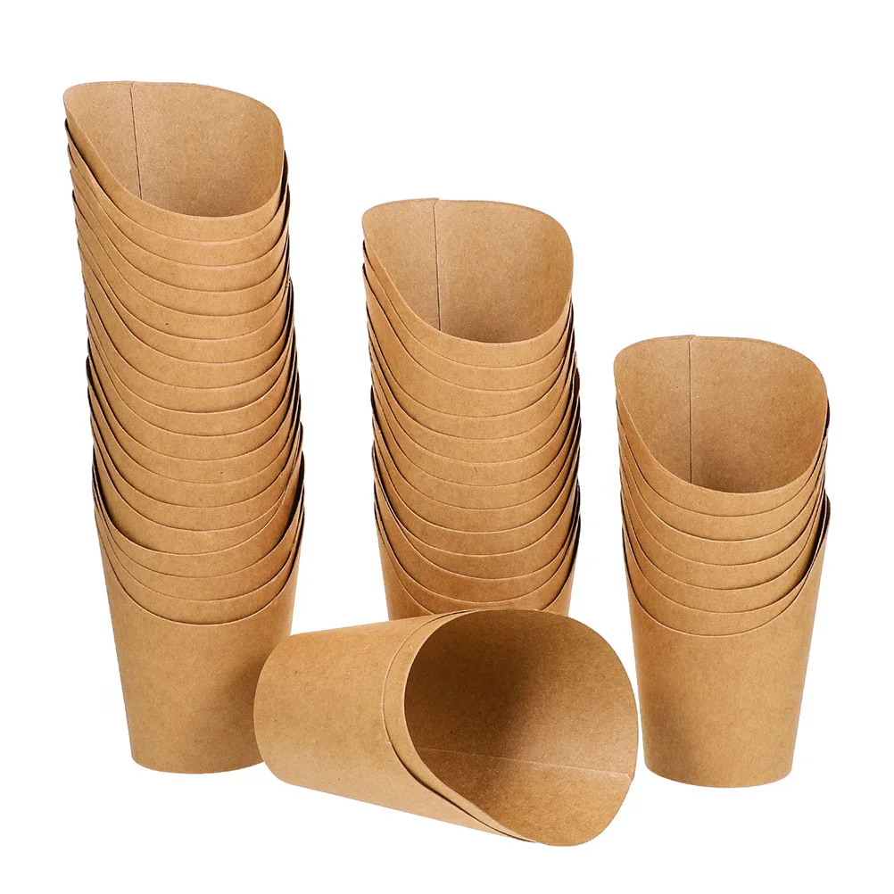 

Kraft Paper Potato Chips Box French Fries Holder Disposable French Fries Cups Egg Puffs Cups Paper Snack Boxes Tableware