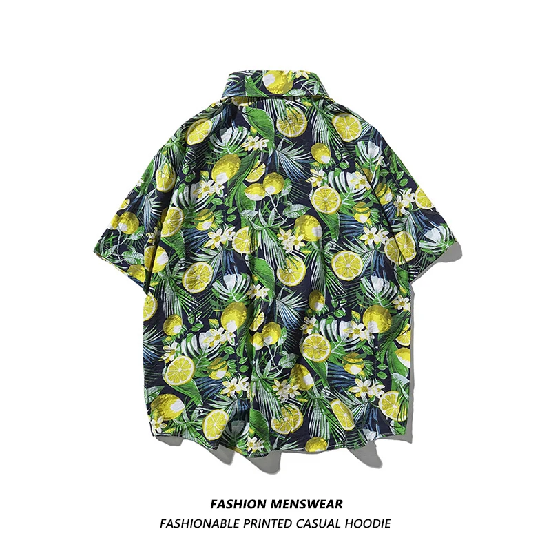 

Летняя универсальная Свободная Повседневная рубашка для мальчиков и девочек с принтом лимона