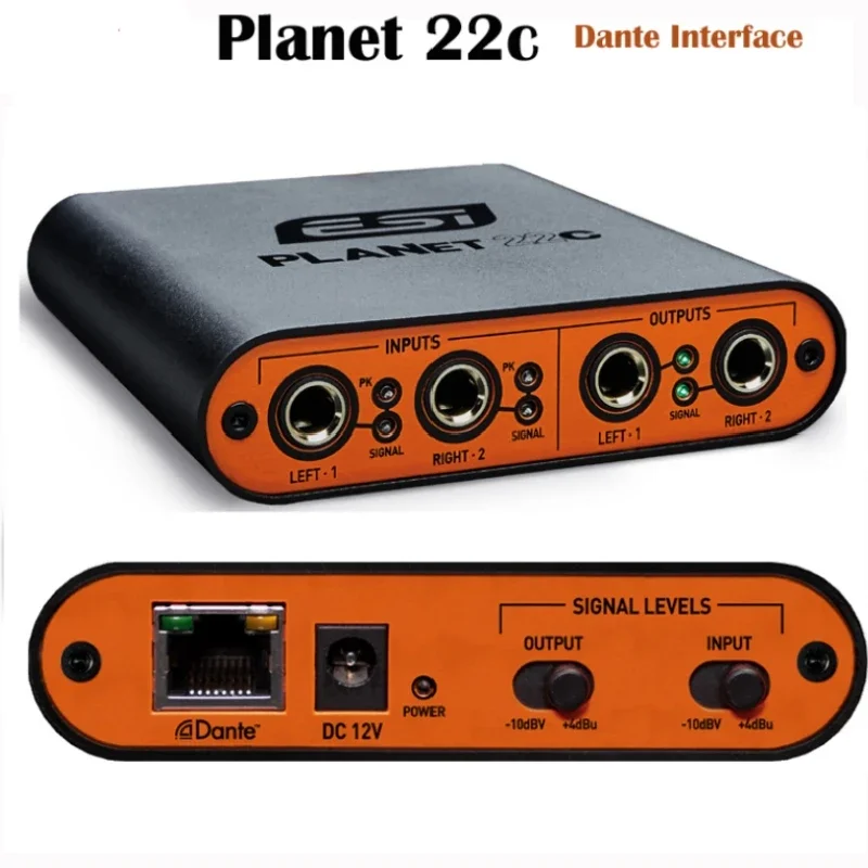 Фото Аудиоинтерфейс ESI Planet 22c Reference Quality Dante с 2 аналоговыми входами и 2 аналоговыми выходами, поддержка сети Dante IP, PoE №2