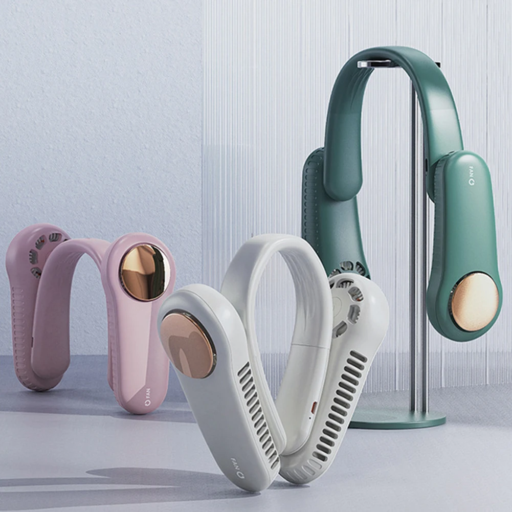 

Портативный вентилятор на шею, складной беслопастной вентилятор без ручки, с USB-портом, 3 скорости, Регулируемое направление потока воздуха, ...