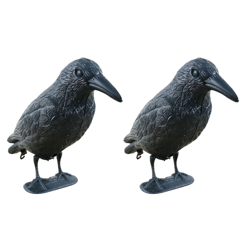 

Garden Crow Figurine 2pcs Crow Statue Bird Crow Bird Garden Sculpture Garden Bird Decor Figurines for Planter Patio Lawn House