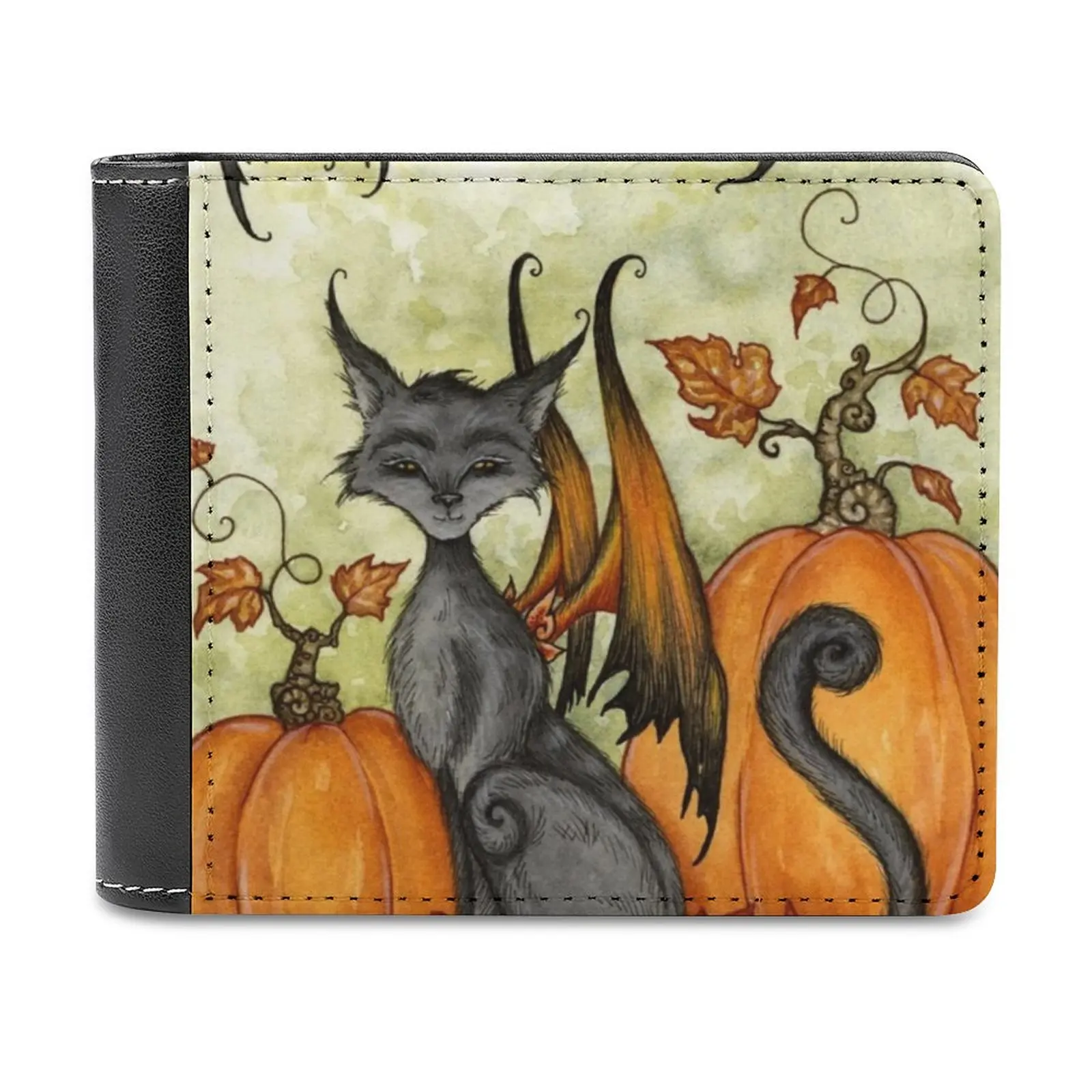

In The Pumpkin Patch Business Men Wallets Small Money Purses New Design Dollar Price Top Wallet Halloween Amy Brown Cat Black
