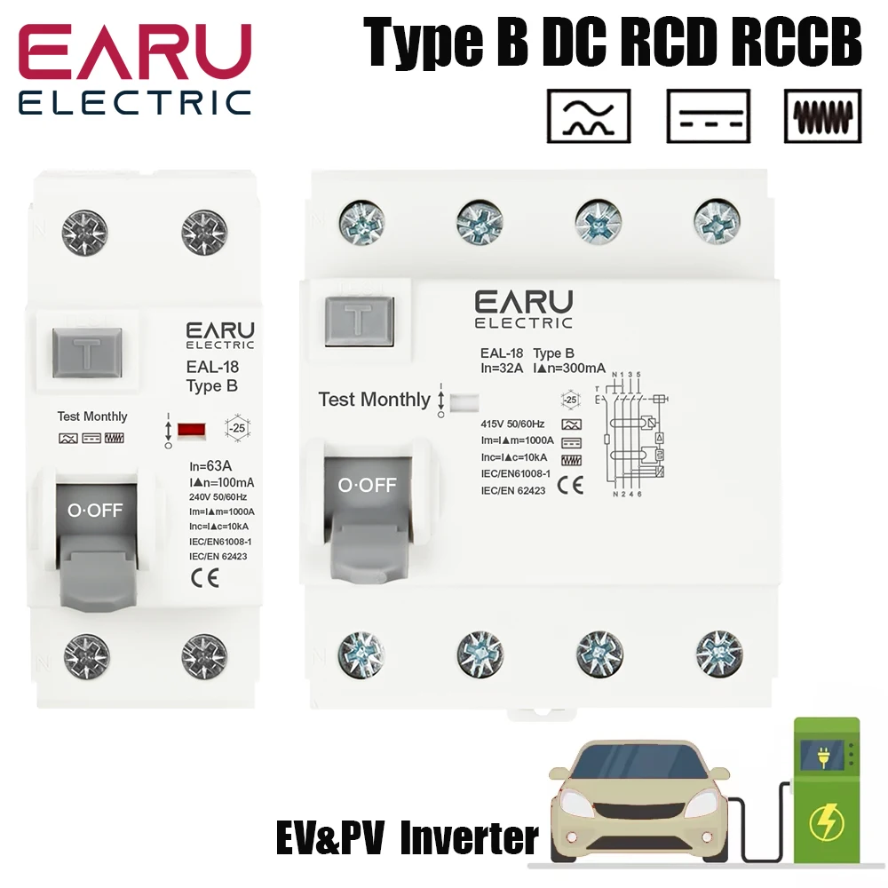 

EARUELECTRIC RCCB RCD Тип B для электромобилей