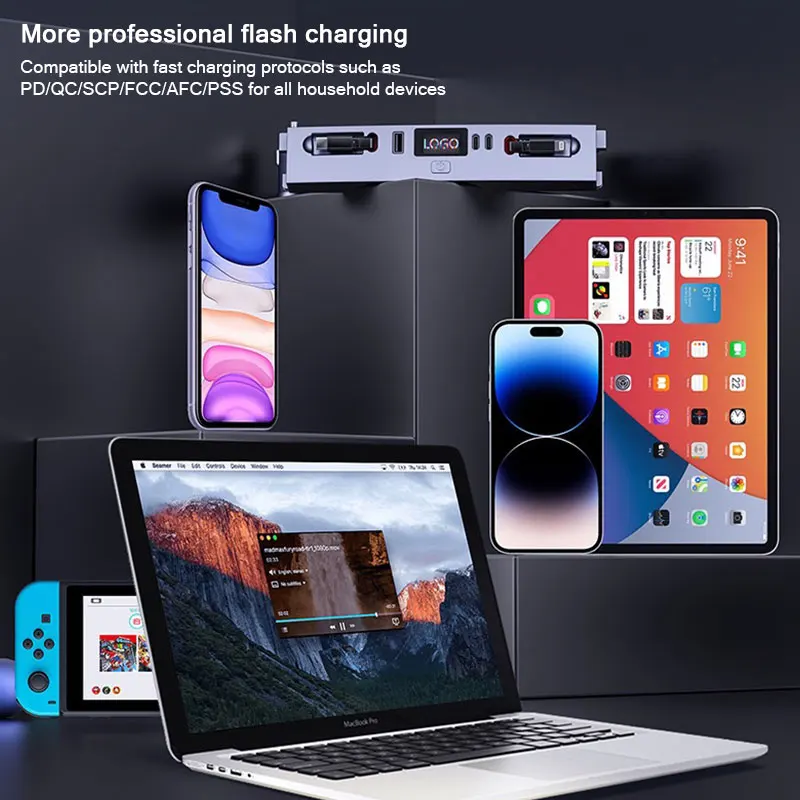 Для Tesla New Model Y Juniper 2025, Model 3 Highland 2024: Быстрый зарядный USB-хаб Type-C 65W45W для центральной консоли, док-станция расширения (art.: 3920da158cd48) - 3920da158cd48