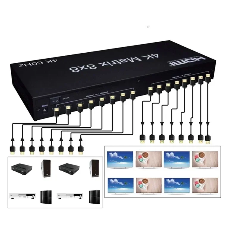 4K 60 Гц 8x8 HDMI матрица 1080p Аудио видео преобразователь переключатель сплиттер для PS4