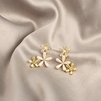 hot sale new korean fashion stitching flower tassel earrings for women girl jewelry gift