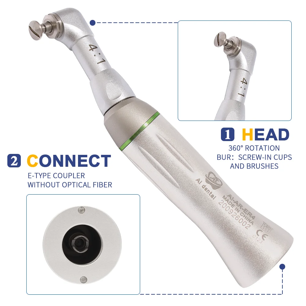 Профическая щетка в стиле чашки угловой наконечник 4:1 полировка зеленого кольца