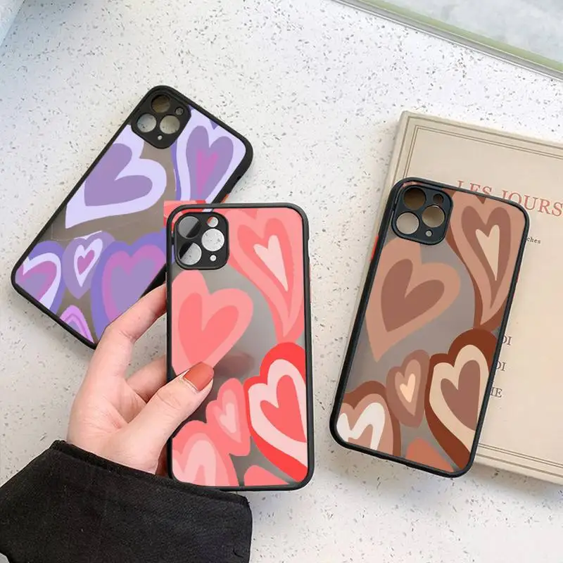 

Heart Circle Latte Love Coffee Twisted Pattern Phone Case matte transparent For iphone 11 12 13 7 8 plus mini x xs xr pro max