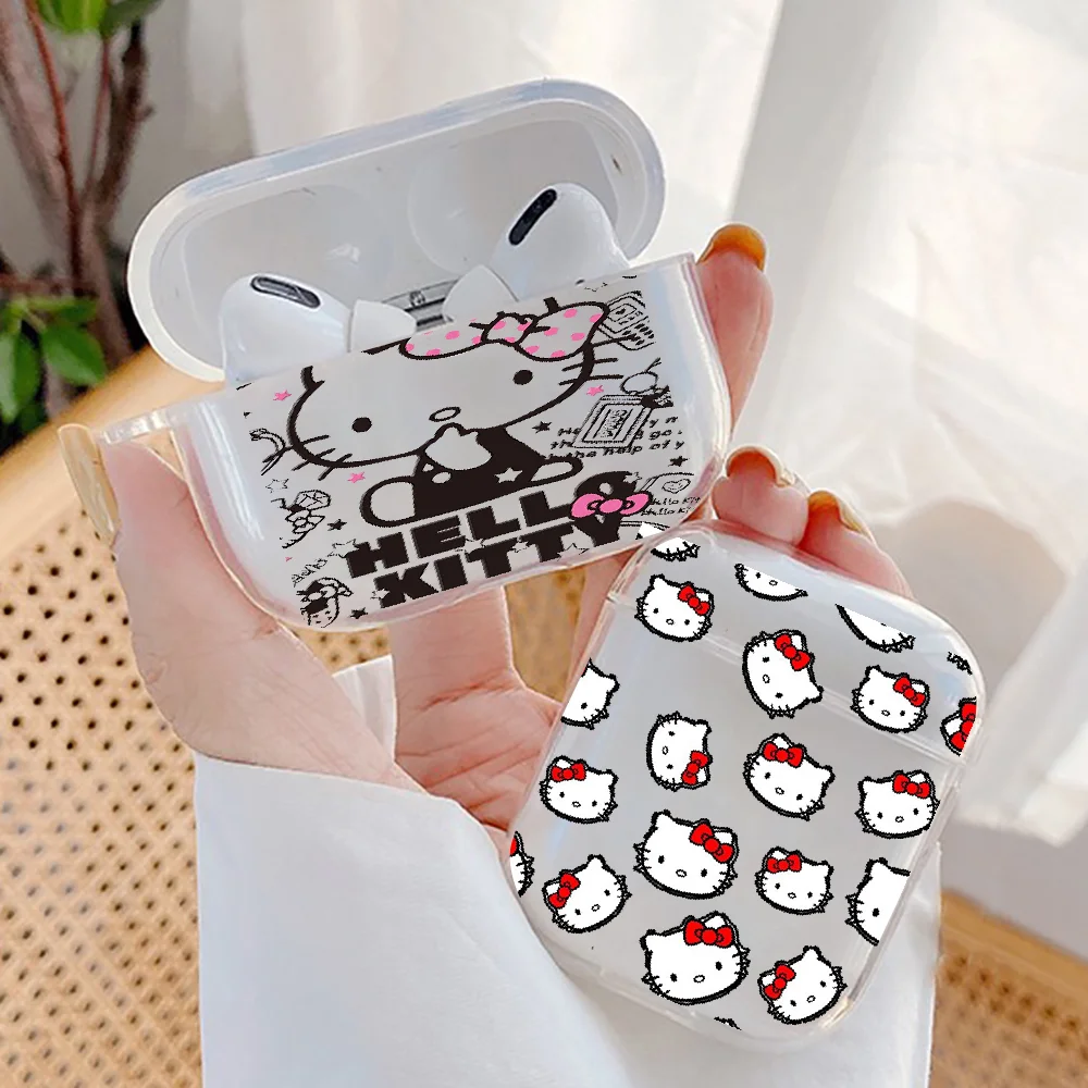 Anime Hello Kitty Clear Earphone Case for AirPods 1 2 3 Pro Wireless Headphone Cover For Airpods 3rd 2021 transparent silicone