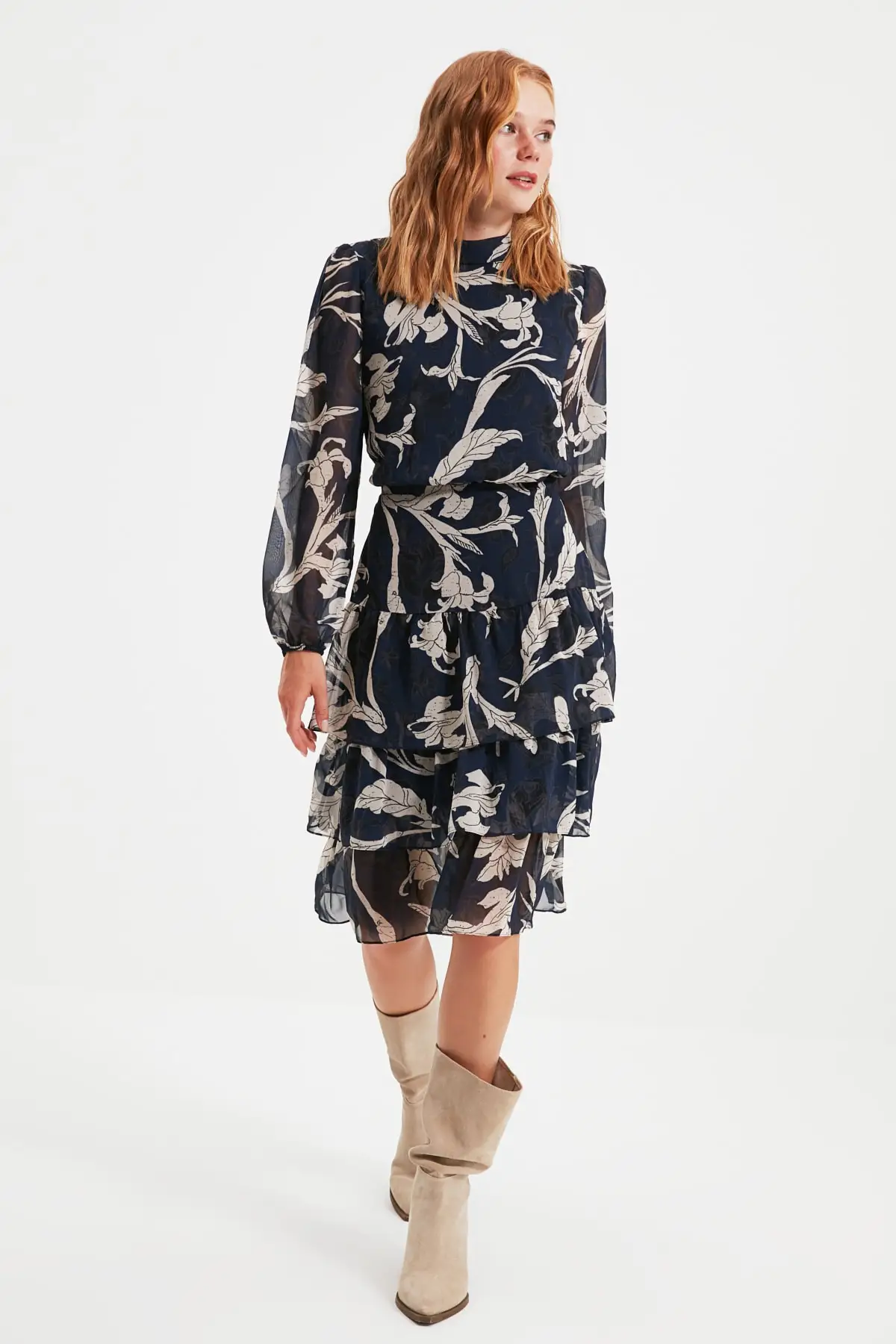 

Navy blue Flounces Dress