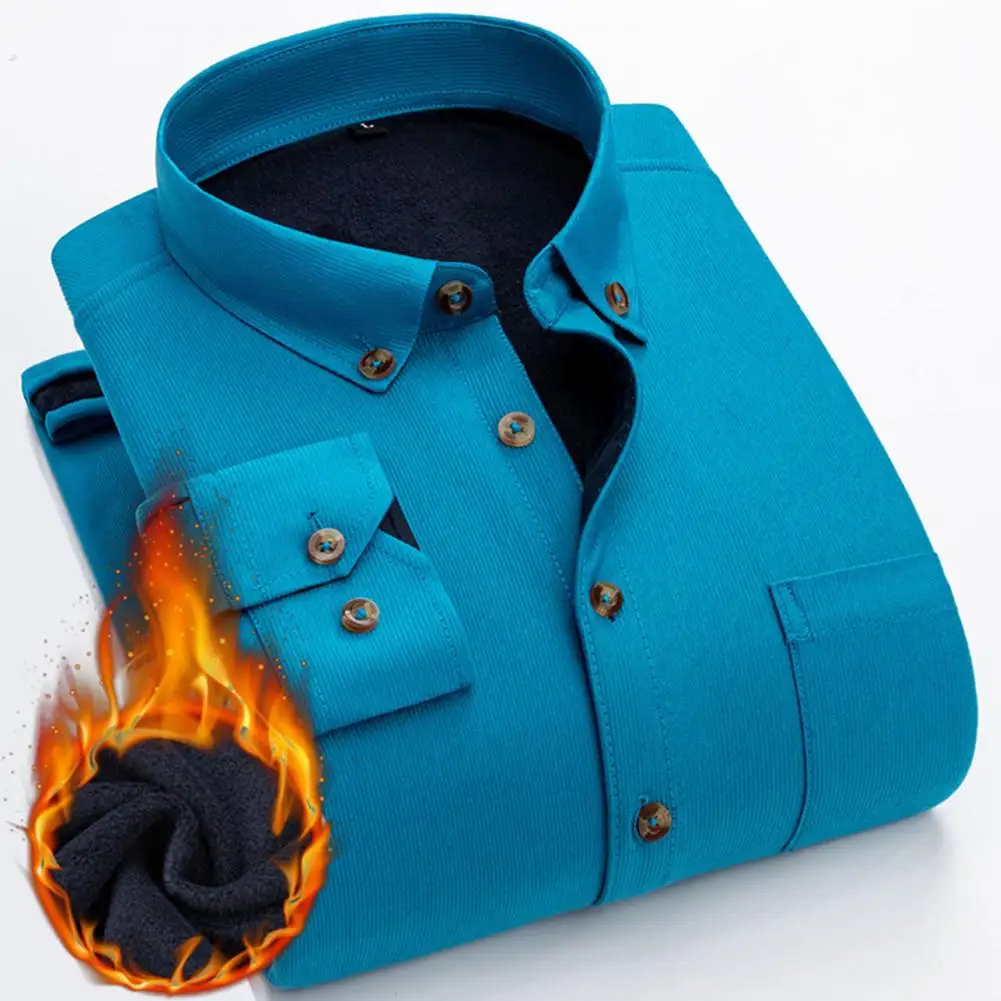 

Men Shirt Ultra Soft Men Fleece Shirt Fashion Fleece-lined Bottoming Shirt