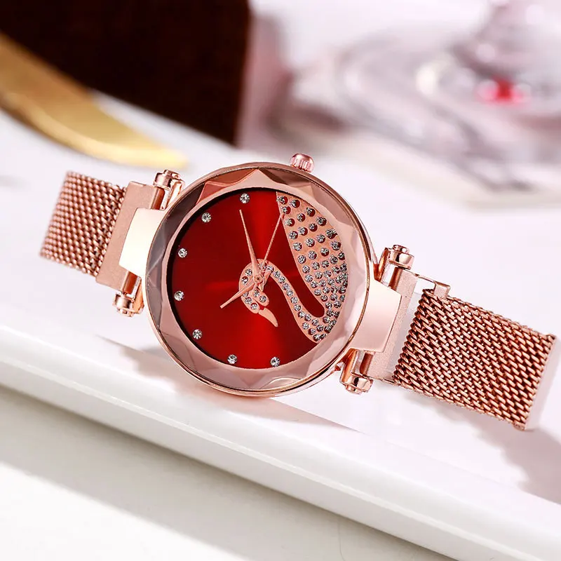 Swan Pattern High-end Women's Quartz Watch, Fashionable And Versatile, Diamond, Magnetic Buckle Mesh Strap, Mother's Gift