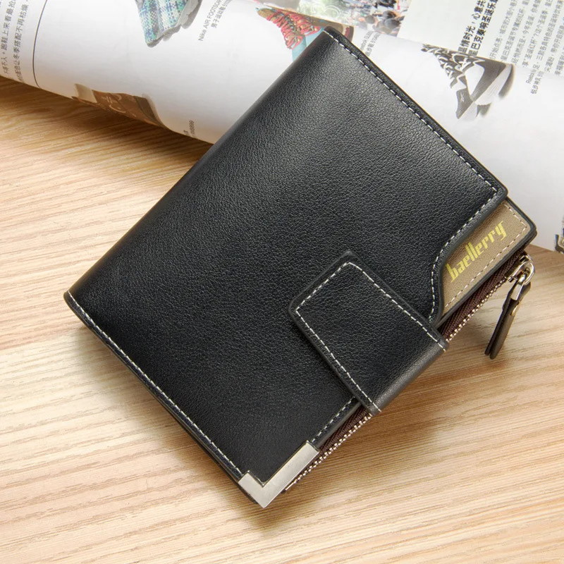 

Custom Men's Wallets Name Engraving Cardholders Zipper Fashion Short Men's Wallet Pu Leather High Quality Man Purse for Men
