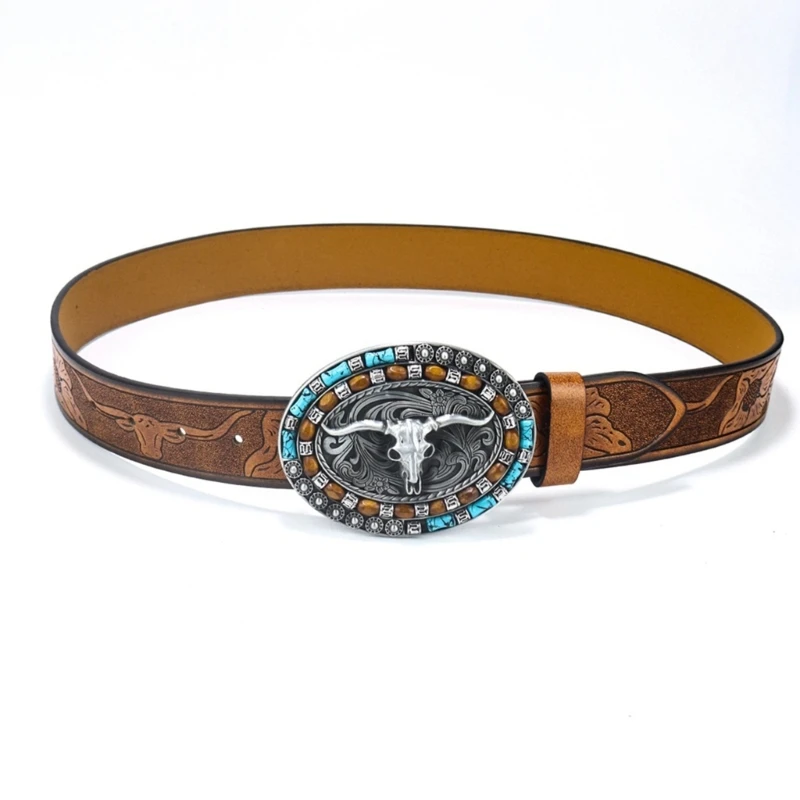 

Longhorn Bull Belt Buckle Belt Cowboy Belts Beaded Belt Vintage Western Belt DropShip