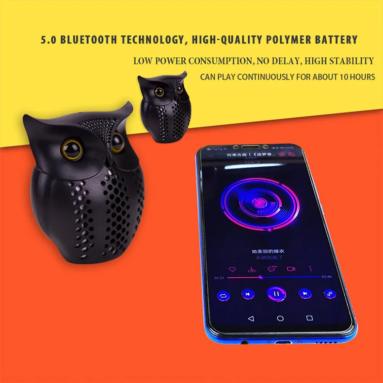 Newmsnr Lovely Owl Bluetooth Speaker Mini Protable Bass Bluetooth5.0 Subwoofer Wireless Speakers images - 6