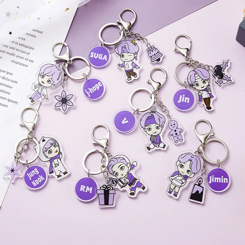 

New KPOP Bulletproof Boys new album be the same cartoon key chain key ring key pendant