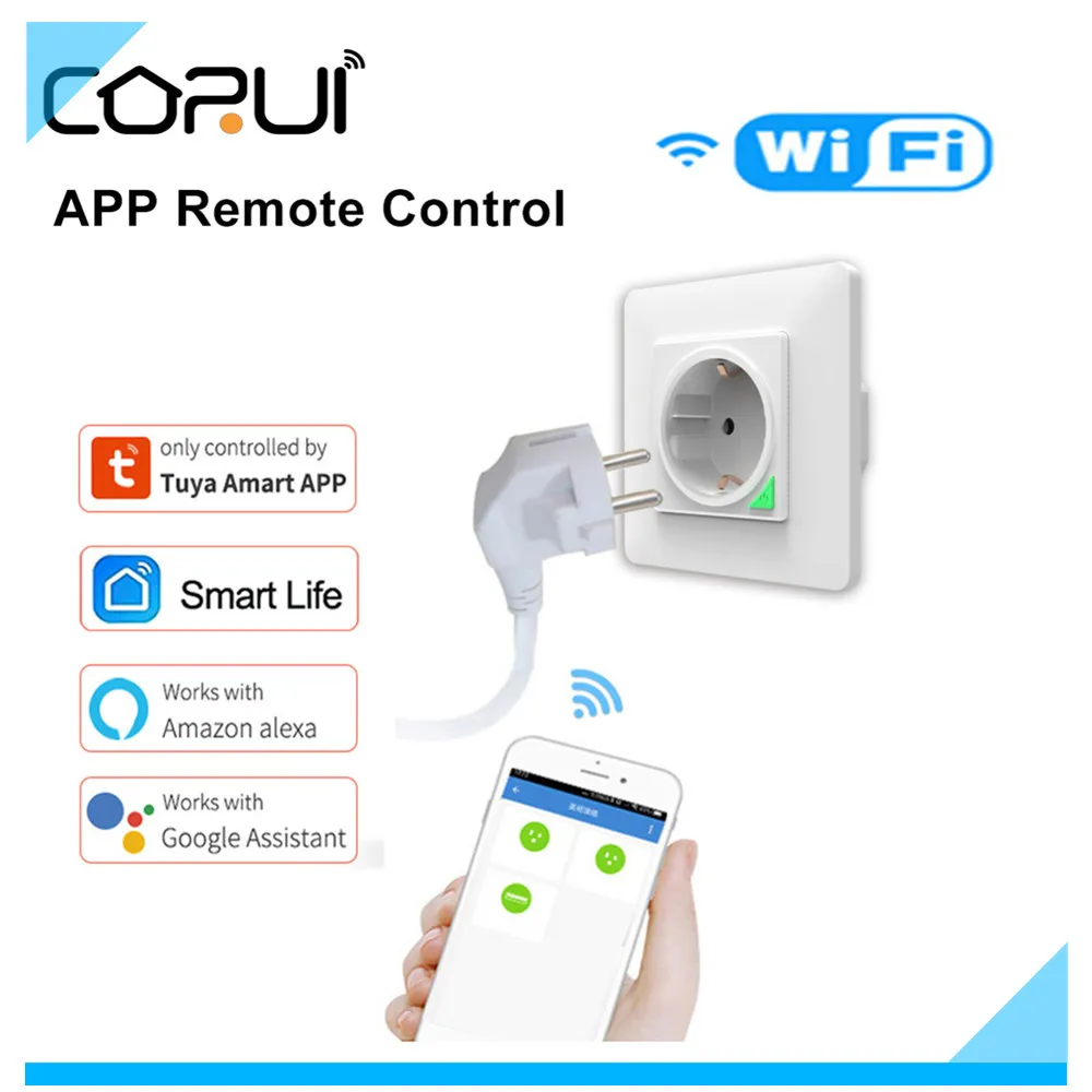 

Умная настенная розетка CORUI, 16 А, Wi-Fi, 1/2/3 гнезда
