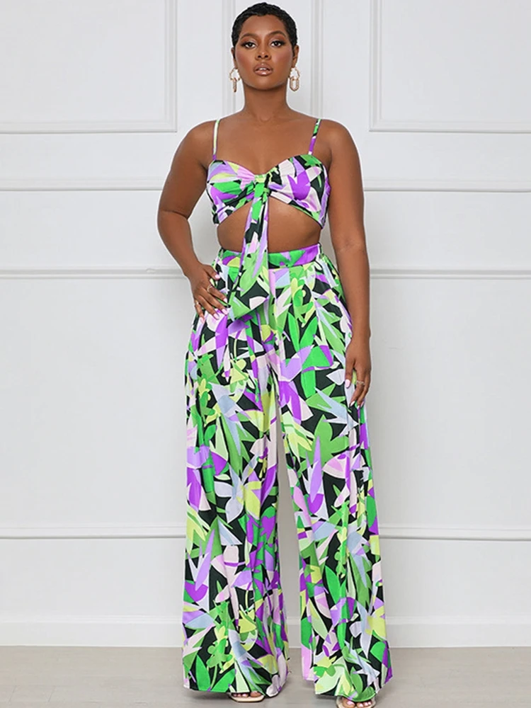 

2 Piece Set African Dashiki New Dashiki Fashion Suit Top And Wide Leg Pants Suits Trousers Party Lady 2022 Africa Clothes