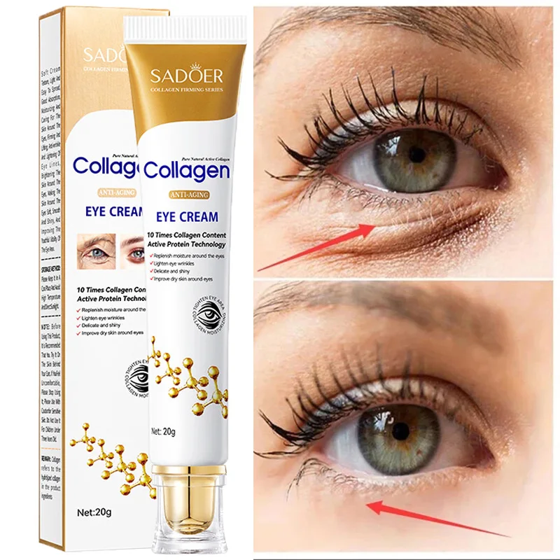 Anti-Wrinkle Eye Cream Fades Fine Lines Anti Dark Circles Eye Serum Remove Eye Bags Puffiness Anti-Aging Firmness Eye Care 20ML