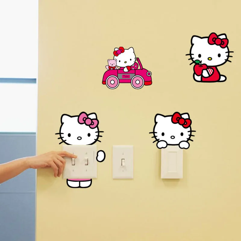 

Kawaii Switch Stickers Sanrios HelloKittys Doraemon Cartoon Anime Doll Creative Decoration Stickers Bedroom Wall Stickers