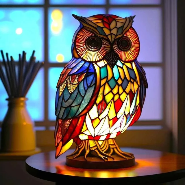 Colorful Animal Style Table Lamp Stained Glass Dragon Turtle Dolphin Night Light Home Decorations Lamp Desktop Light Ornaments 4