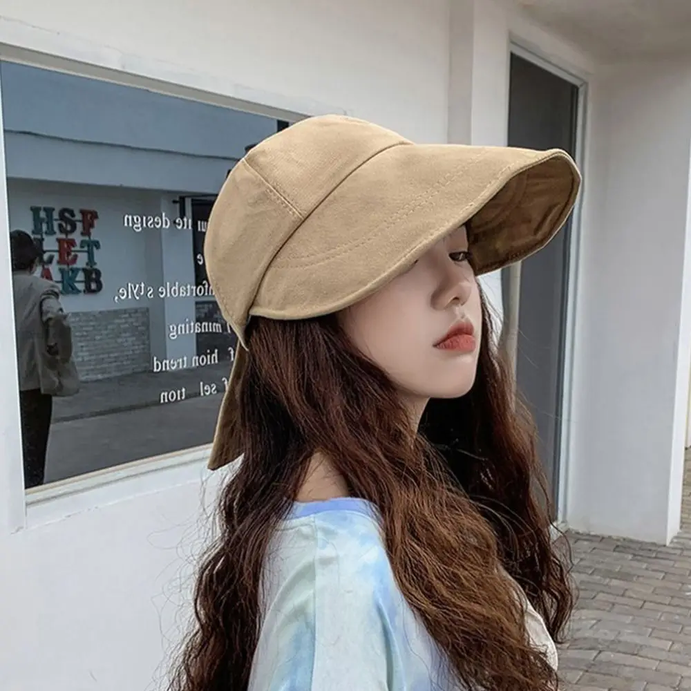 

Spring Summer Big Wide Brim Sun Visor Hats Women Girl Sweet Bows Bucket Hat Soft Cotton Outdoor Travel Portable Baseball Cap