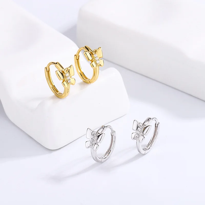 

Модные новые серьги «бабочка» 2023, инкрустированные цирконием, изготовлены из чистого серебра 925 пробы, для женщин, в прохладном и универсальном стиле