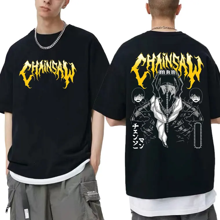 

Anime Chainsaw Man Aki Denji Power Metal Graphic T-shirt Unisex Manga Vintage Loose T Shirts Men Women Oversized Tees Fan Gift