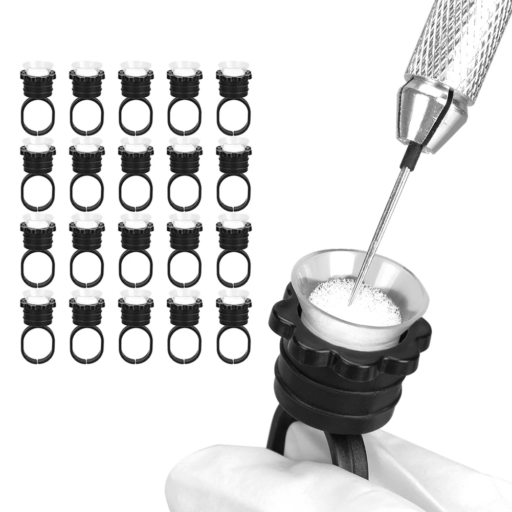 

50pcs/lot Reusable Permanent Makeup Ring No Divider Tattoo Ink Pigment Holder Cup Tattoo Supply Ring Cups With Sponge