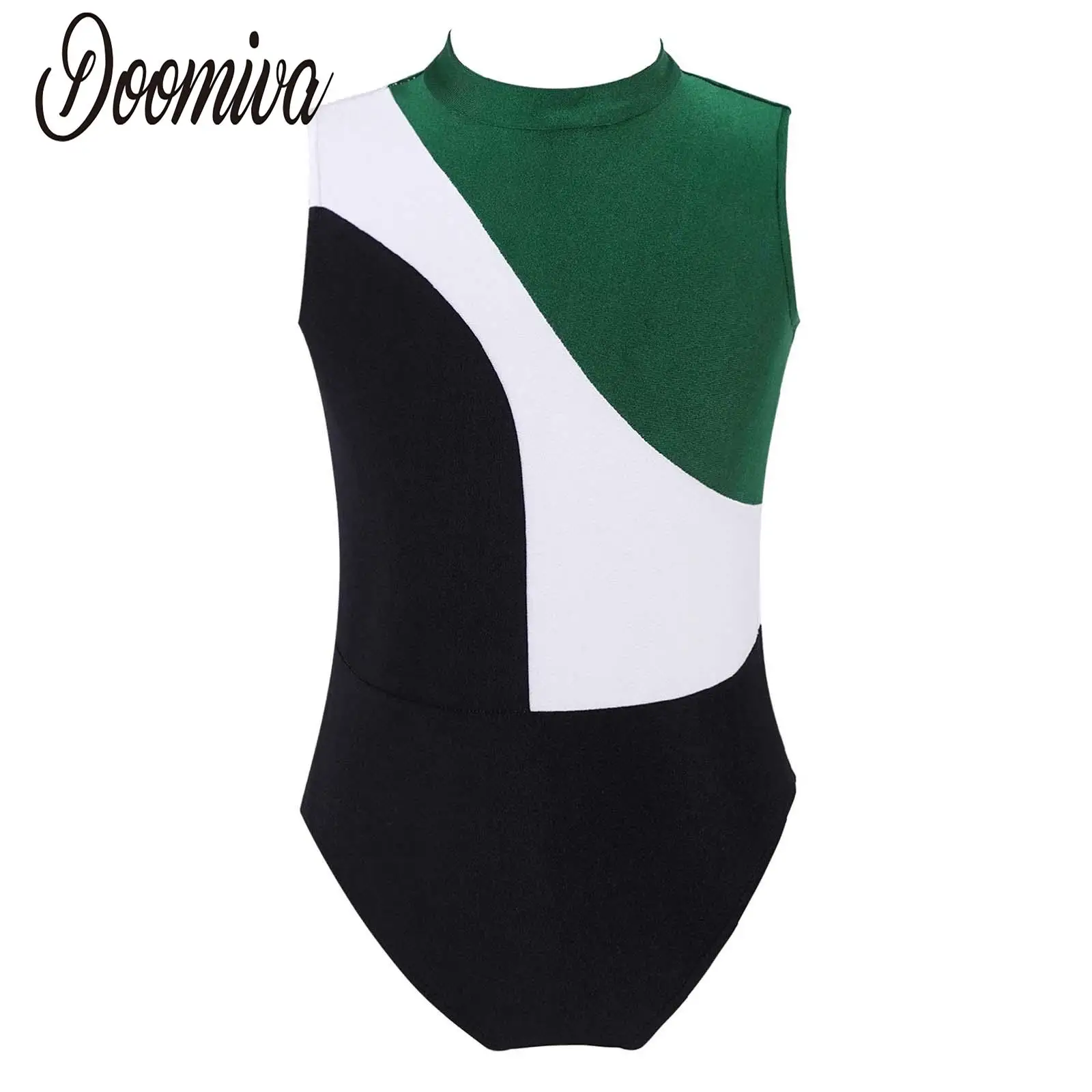 

Kids Girls Sleeveless Ballet Dance Gymnastics Leotard Round Neckline Contrast Color Bodysuit Dance Child Girls Ballet Leotards