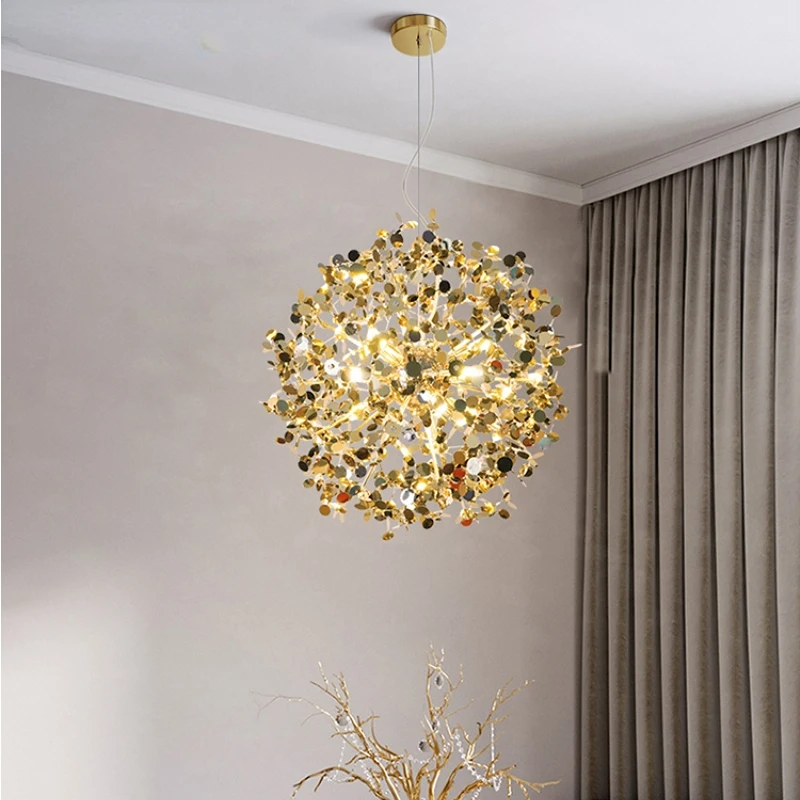 

Pendant Lights stainless steel Shade Dining room led pendant lamps foyer modern goldening restaurant silver living Fixtures