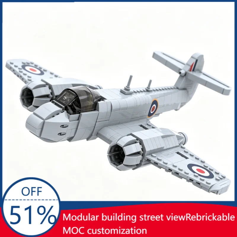Фото 831 деталь, масштаб 1:35, модель военного реактивного самолета Gloster Meteor F Mk.4, конструктор, развивающая игрушка-головоломка, подарок №1
