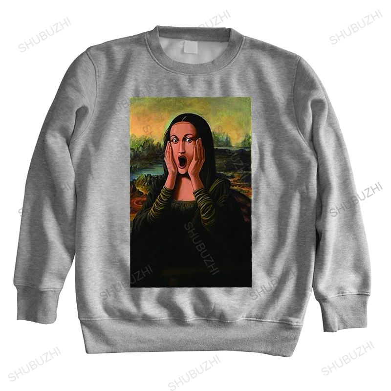 

Толстовка мужская с рисунком Моны Лизы и крика, худи с креативным женским круглым вырезом, худи, уличное качество