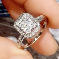 new 2022 fashion alloy rectangular inlaid zircon rings for women girl engagement jewelry gifts