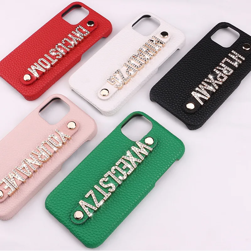 

Custom Your Name Phone Case for Iphone 12 Promax Phone Case Real Leather Edge Full Wrap Frosted for IPhone 13 12 11 Xs Max Cover