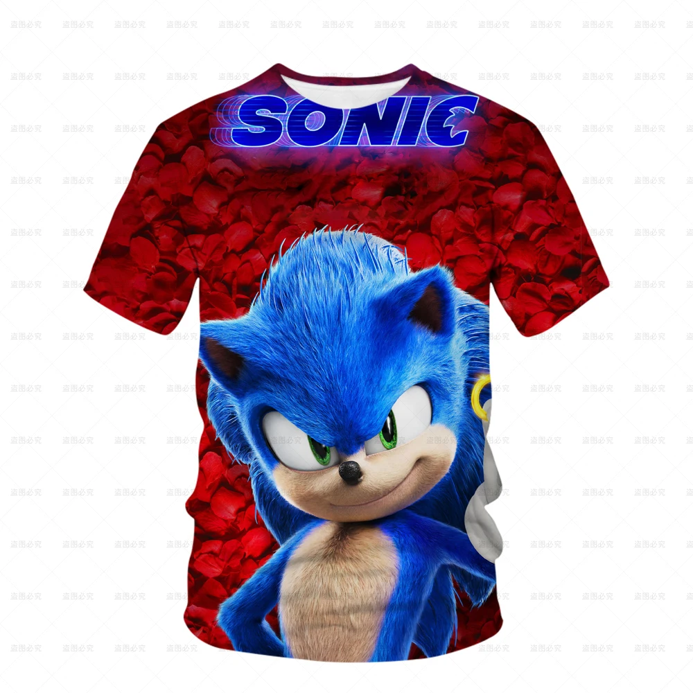 

Новинка 2023, голубая футболка Sonic, детская одежда для мальчиков, мультяшная Игра Супер Марио, одежда для мальчиков, мужская и женская футболка, летняя одежда для девочек