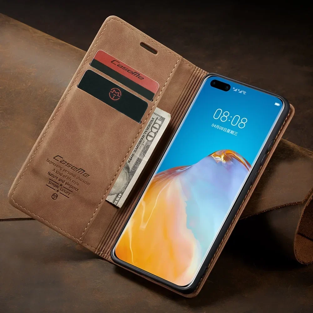 Кожаный флип-чехол для Huawei P60 Art P50 P40 P30 P20 Pro Lite P Smart Wallet Case Nova 7i 6 SE 4e Honor 80 X40 Mate 30